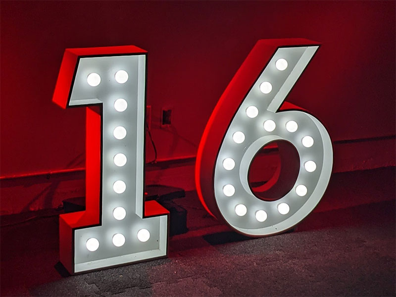 Marquee Numbers with Uplights
