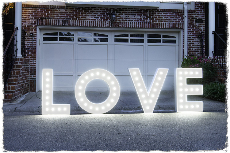 large white marquee letters